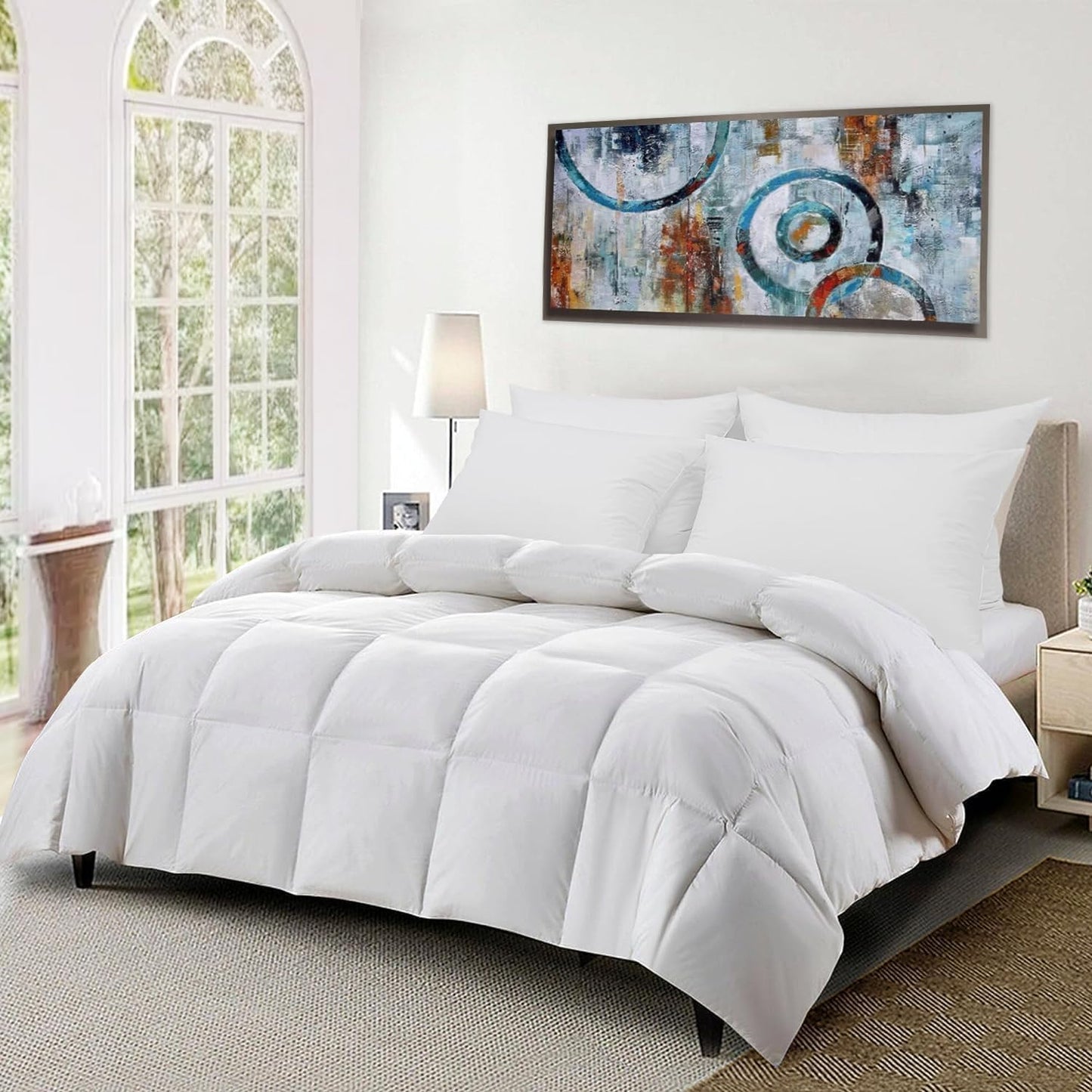 Gooeb Flat Ultra Thin Bed Pillows Standard/Queen Size Pillow Set of 2 Extra Soft Down Alternative for Stomach Back Sleeping White