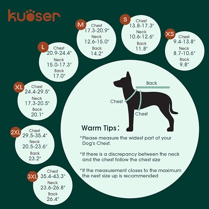 Kuoser Warm Dog Coat, Waterproof Dog Jacket for Extra Large Dogs, Adjustable Durable XXL Doggie Winter Coat Reversible Puppy Cold Weather Apparel from Small to Large Breed, Red XXL