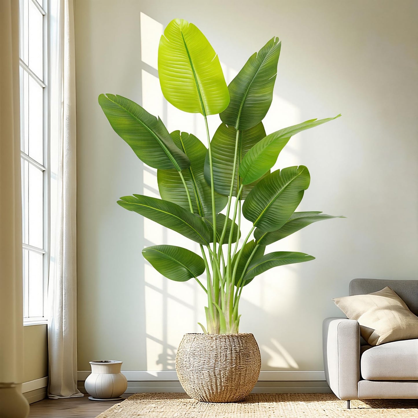 Keeplush Lifelike Bird of Paradise Artificial Plant,6ft Faux Banana Leaf Tree with 13 Trunks - Perfect Indoor Silk Floor Plant for Home Decor in Living Room, Office, and Bedroom 1Pack