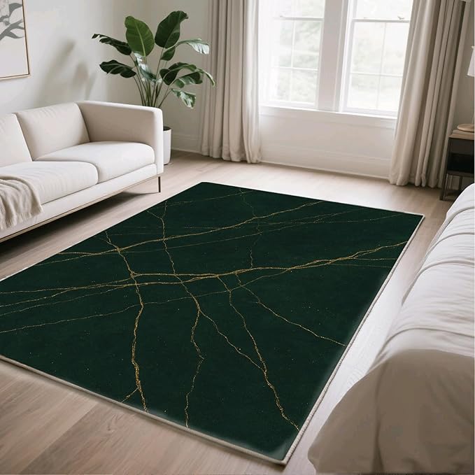 Luxury Marble Rug - 3x5 Rug, Abstract Marble Rugs, Modern Art Entryway Rugs, Washable & Non Slip Carpet Home Decor