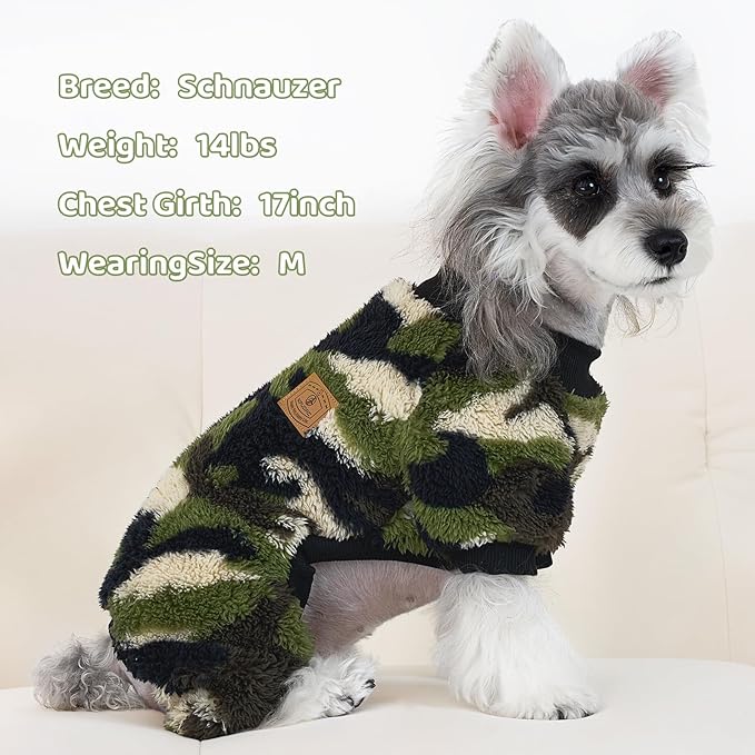 XPUDAC Dog Sweater, Dog Winter Clothes for Small Medium Dogs Girl Boy Fleece Doggy Pajamas for Winter Christmas, Camouflage, X-Large