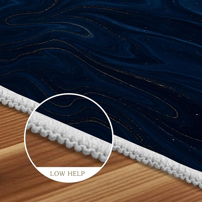 Luxury Marble Rug - 4x5 Rug, Navy Blue Marble Area Rugs, Modern Abstract Outdoor Rugs, Washable & Non Slip Carpet Home Decor