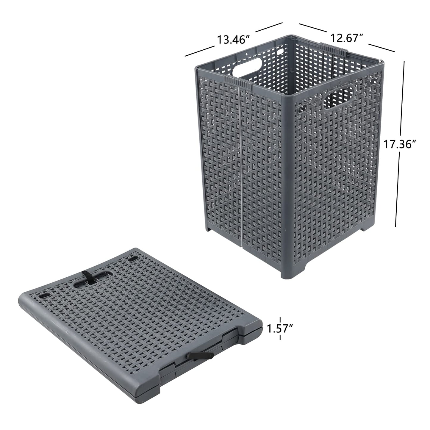 Rinboat 40 L Plastic Collapsible Laundry Hamper, Plastic Dirty Clothes Basket, Gray, Pack of 2