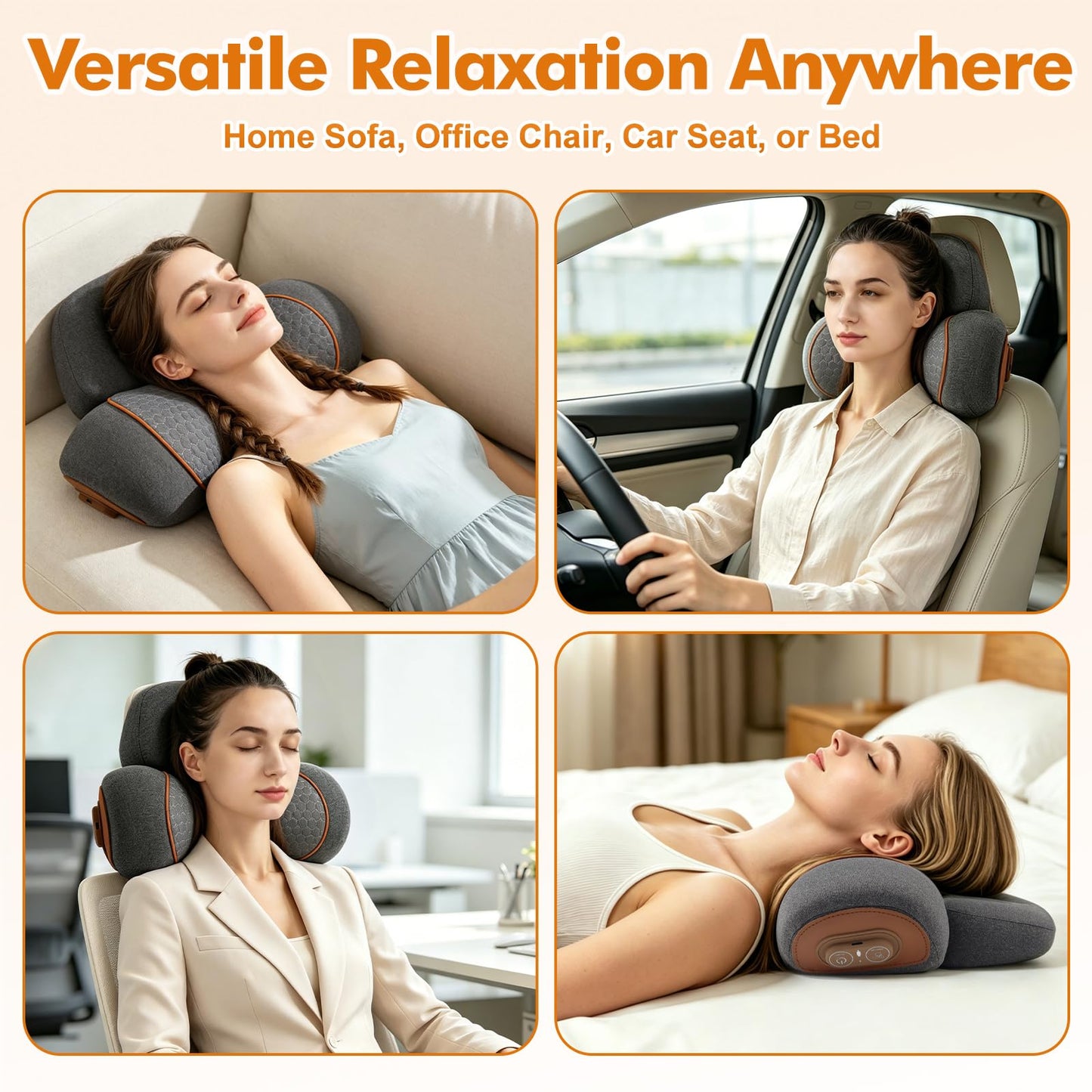 Moozerka 3 in 1 Cervical Neck Pillow Massage,Ergonomic Memory Foam Neck Cervical Traction Device,Portable Deep Tissue Relief Gift for Men and Women