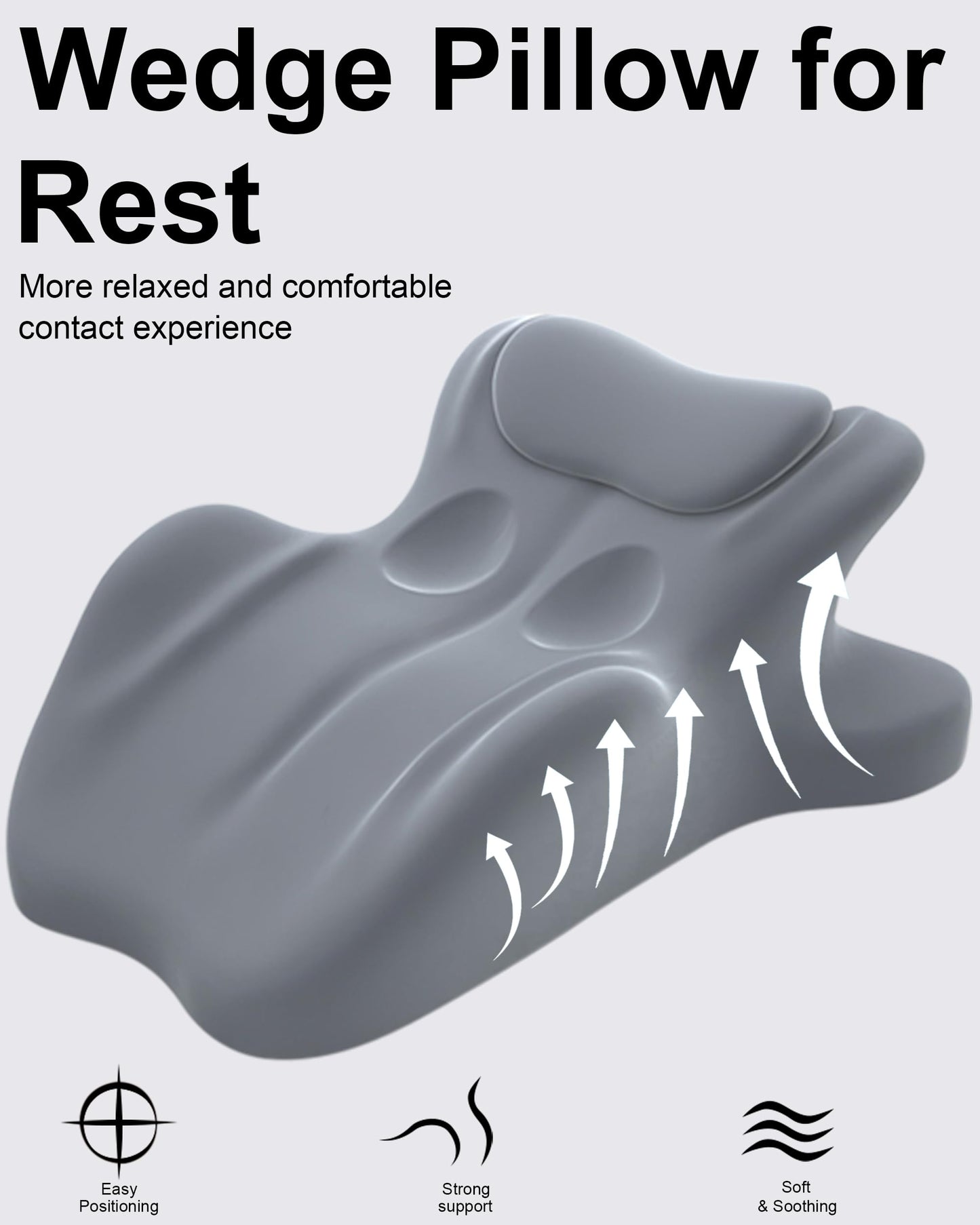 HOMEPAC Memory Foam Wedge Pillow, 27 Degree Ergonomic Support, Grey
