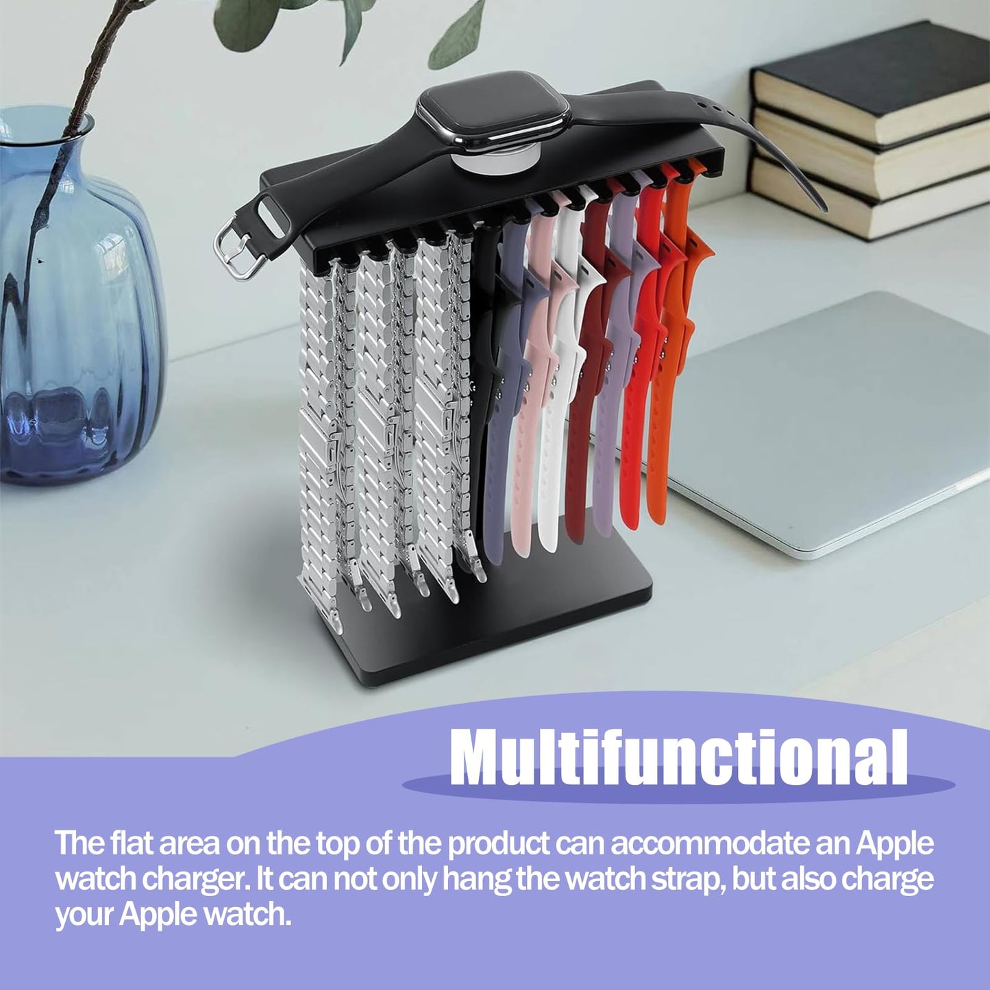 3 in 1 Watch Band Holder Organizer for Apple Watch,Smart Strap Silicon Rack,Groove Display for Apple Watch, Iwatch Band