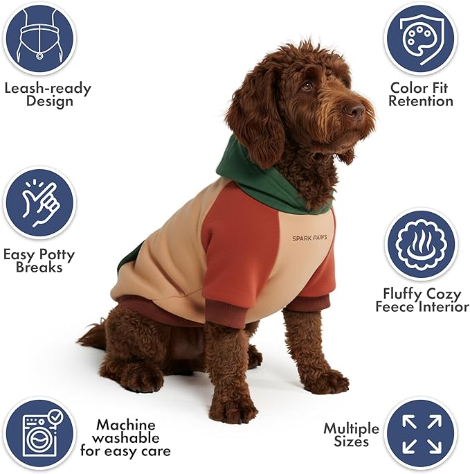 Spark Paws Dog Hoodie – Premium Dog Sweater for Small, Medium, and Large Dogs | Warm Outfits for French Bulldogs, Pitbull, Puppy, Winter Jacket Alternative - Ranger - 2XL