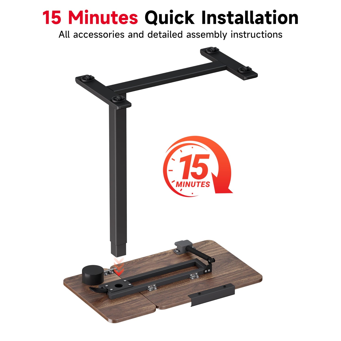 Okin Overbed Bedside Table with Wheels, Adjustable Medical Tilt Top Hospital Bed Table Over The Bed, Rolling Desk Mobile Standing Desk for Hospital Home Use (Walnut)