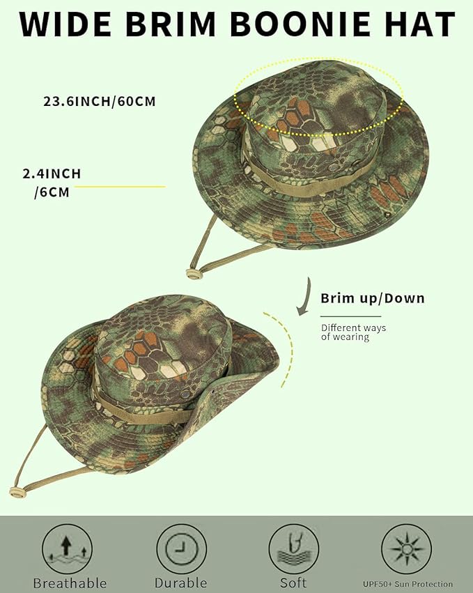 Sun Hats for Men Women Bucket Hat UPF 50+ Boonie Hat Foldable UV Protection Hiking Beach Fishing Summer Safari