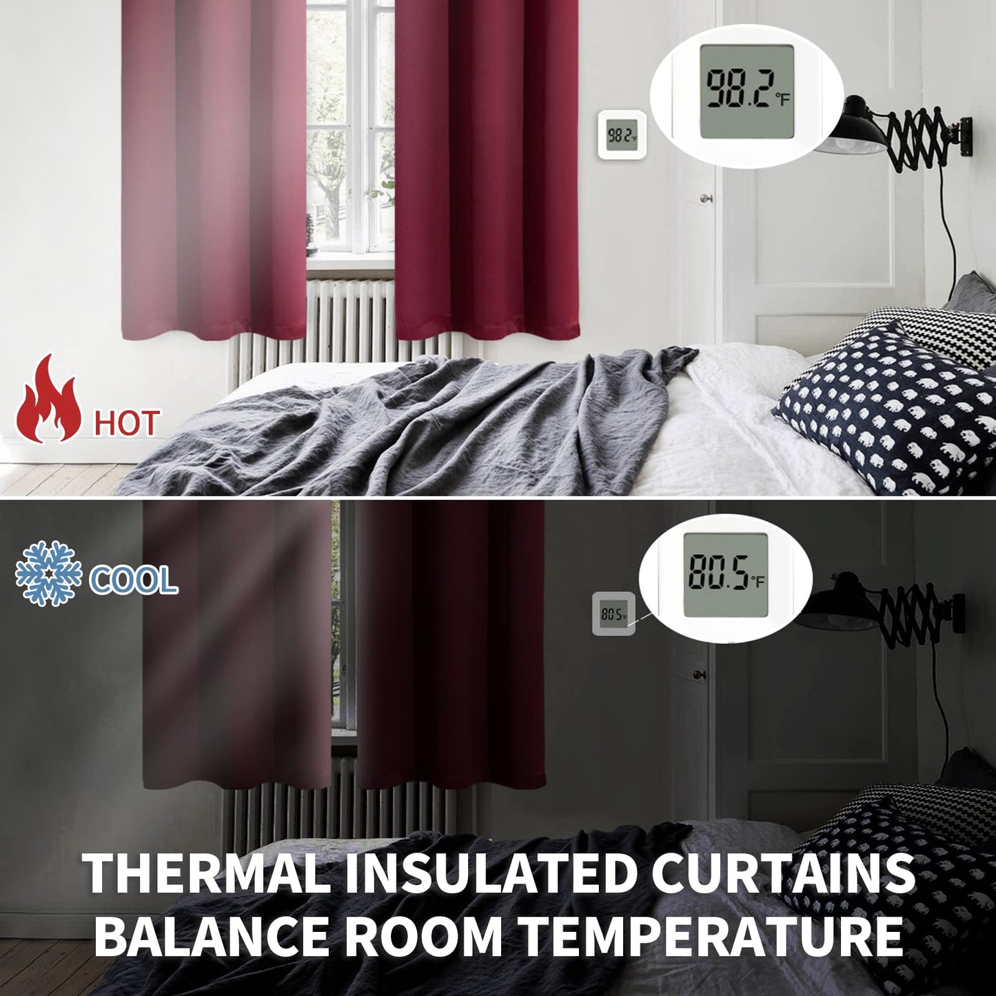 BGment Blackout Curtains for Bedroom - Grommet Thermal Insulated Room Darkening Curtains for Living Room, Set of 2 Panels (38 x 63 Inch, Burgundy)