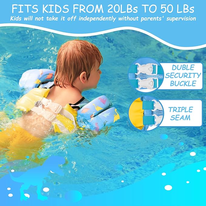 Chriffer Kids Swim Vest Life Jacket for 30-55 Pounds Boys and Girls, Toddler Floaties with Shoulder Harness Arm Wings for 2,3,4,5,6,7 Years Old Baby