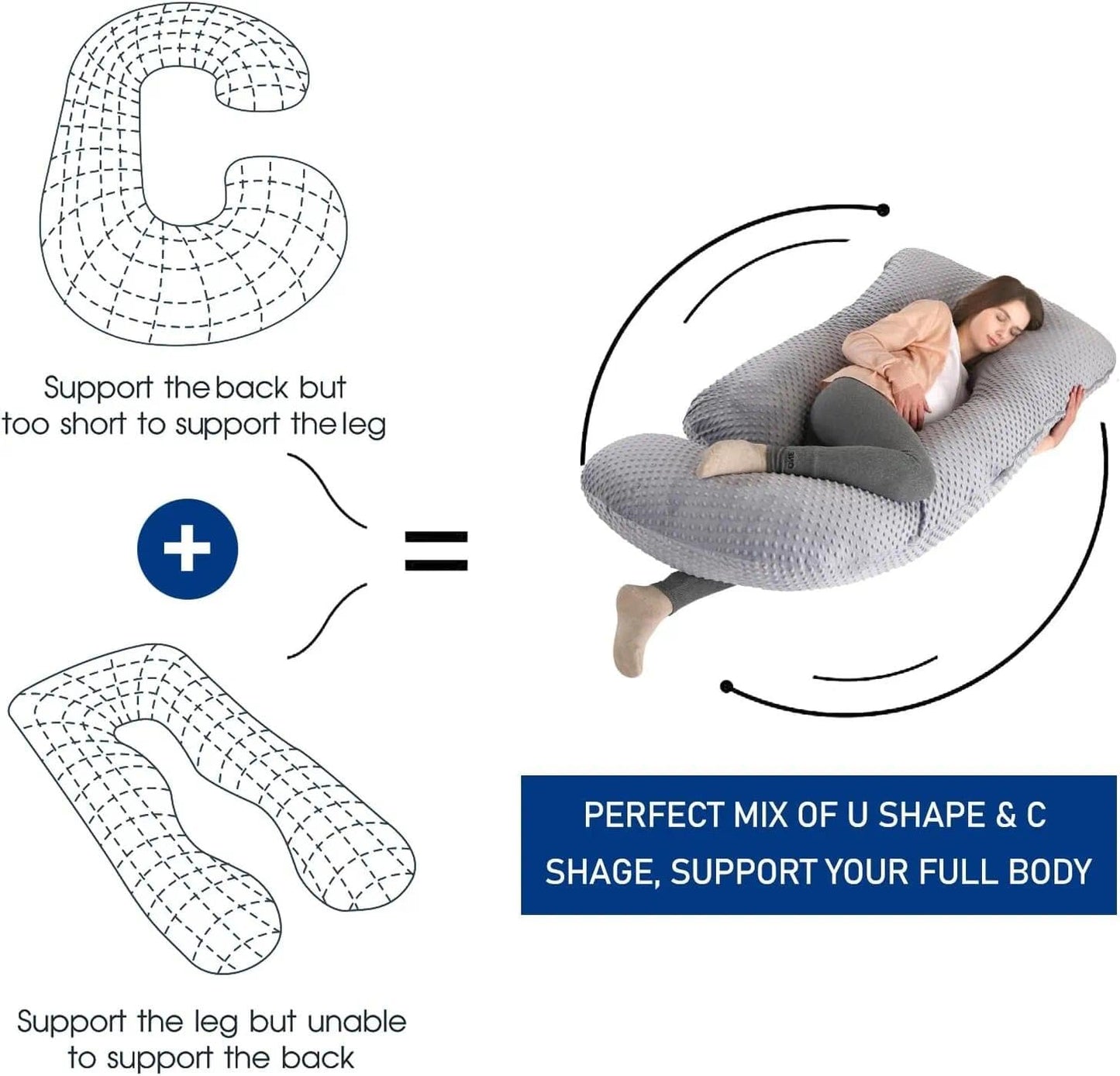 Pregnancy Pillows for Sleeping, U Shaped Full Body Maternity Pillow for Pregnant Women with Removable Cooling Cover, Support for Back, HIPS, Legs, Belly, 57 Inch, Black