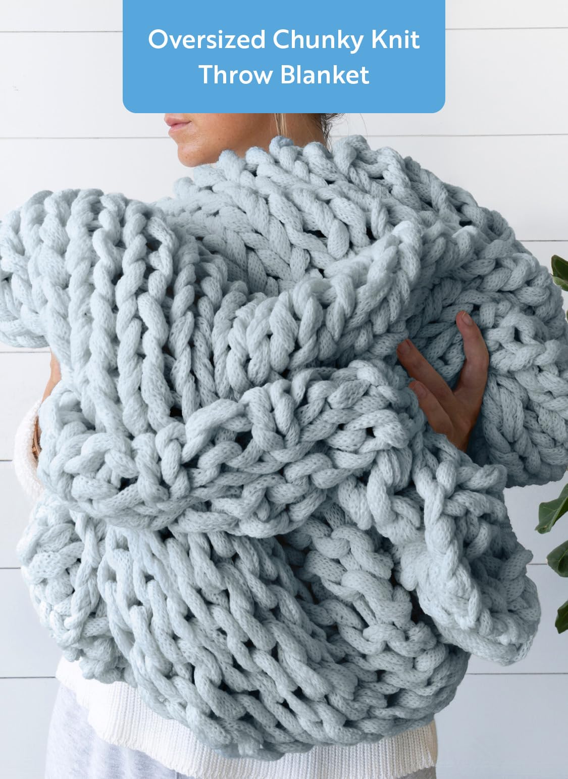 Linen Market Beddings Oversized Chunky Knit Throw Blanket-100% Ultra-Soft Acrylic Hypoallergenic - 47'' x 59'' Cozy Home Accent for Snuggling, Lounging, and Stylish Décor (Light Blue)