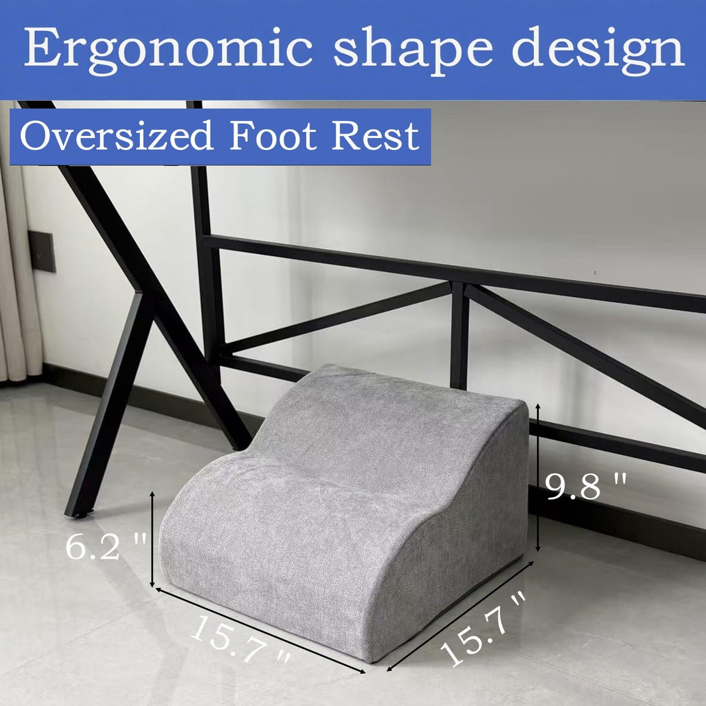 OpyTikar Foot Rest for Under Desk at Work.Multifunctional 3-Tier Foot Stool,with Washable Footrest.for Under Desk,Office Chair Gaming Chair & Sofa,Leg Elevation Pillow,Supports Posture-Light Grey