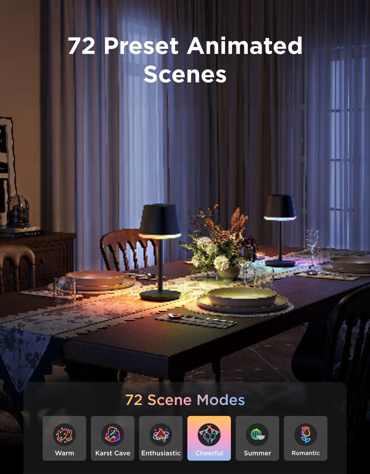 Govee Smart Cordless Table Lamp Classic (No Adapter), RGBIC Rechargeable Table Lamp for Bedroom, Living Room, Portable Desk Lamp Works with Matter, LED Bedside Lamp with 72 Scenes Modes, Timer, 500lm