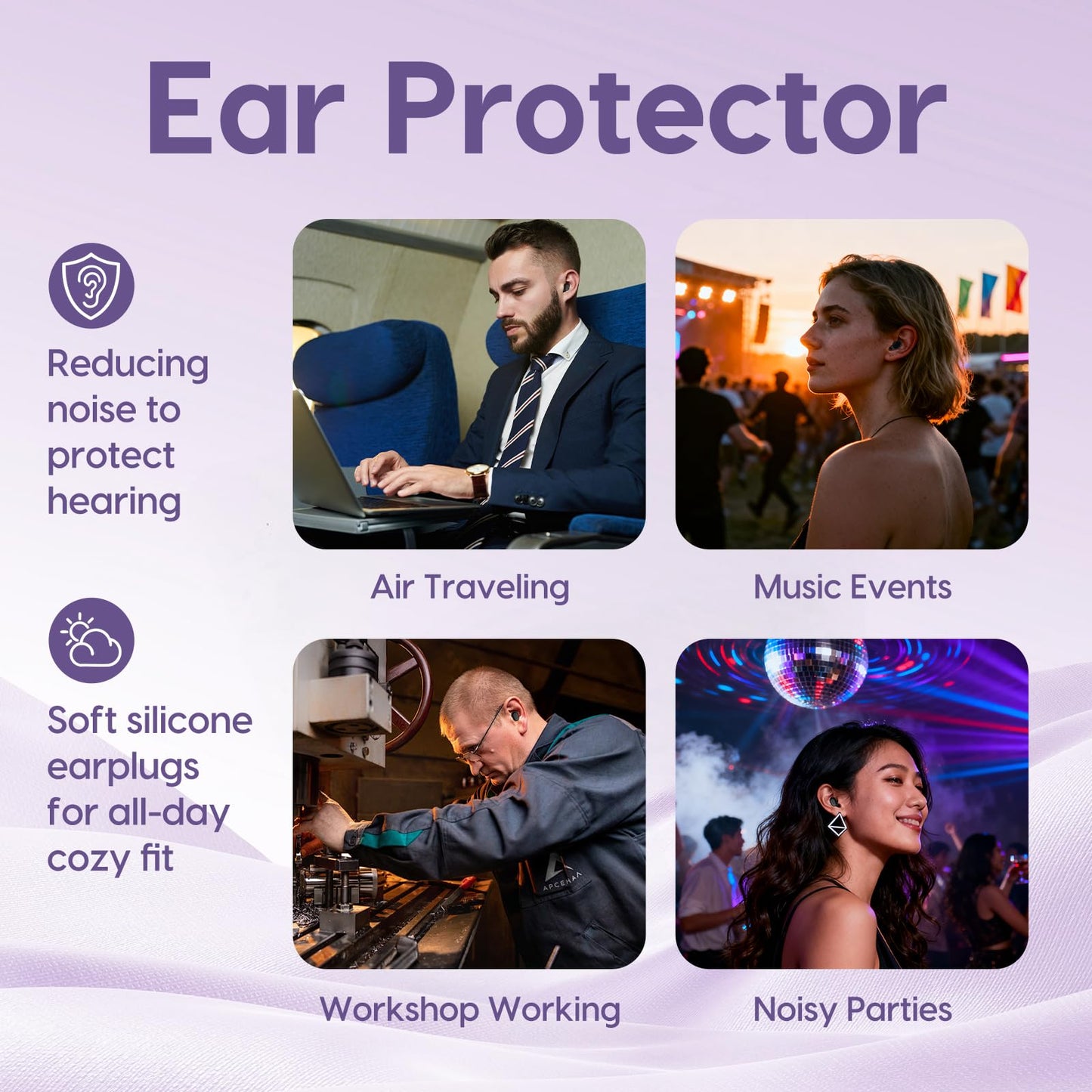 Ear Plugs for Sleeping-45dB Noise Cancelling Silicone Earplugs Side Sleeper