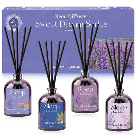 SCENTORINI Reed Diffuser Set, 6.76oz, Lavender Essential Oil Diffuser, Summer Fragrance Reed Diffuser with 24 Sticks for Bedroom Sleep, Spa Relax, Home Fragrance Bathroom Hotel Decor