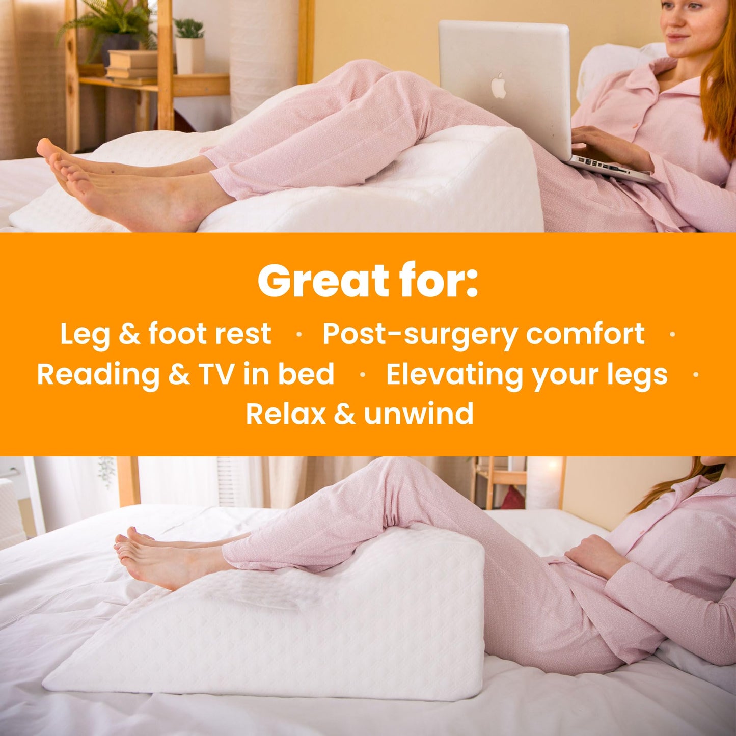 Aeris Wedge Pillow for Sleeping, Acid Reflux, and Snoring - Memory Foam Bed Wedge with 19-Degree Incline - Post-Surgery Recovery, Reading, and Leg Elevation - Removable Machine-Washable Cover