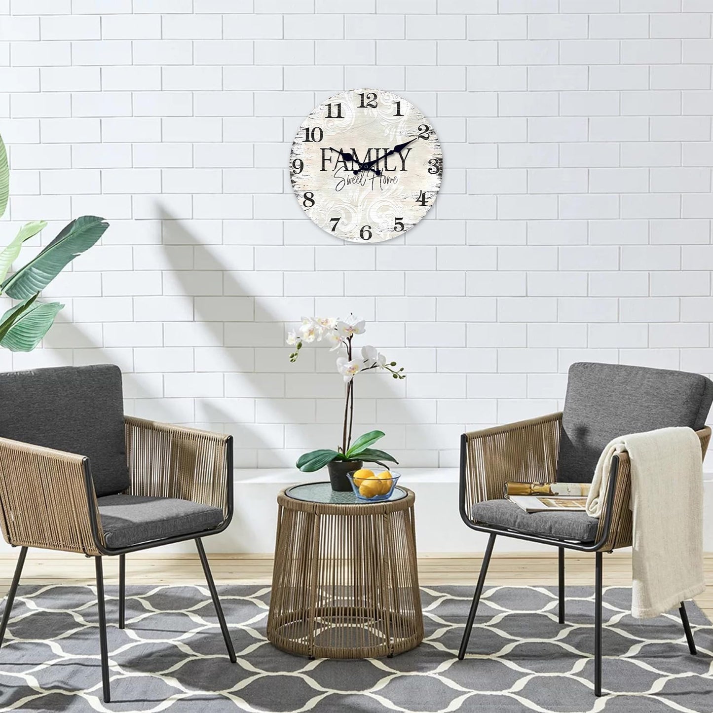 Constantplanet 12 Inch Retro Wood Wall Clocks Battery Operated Farmhouse Decorative Wall Clock for Living Room Kitchen Decor Silent Wall Clock