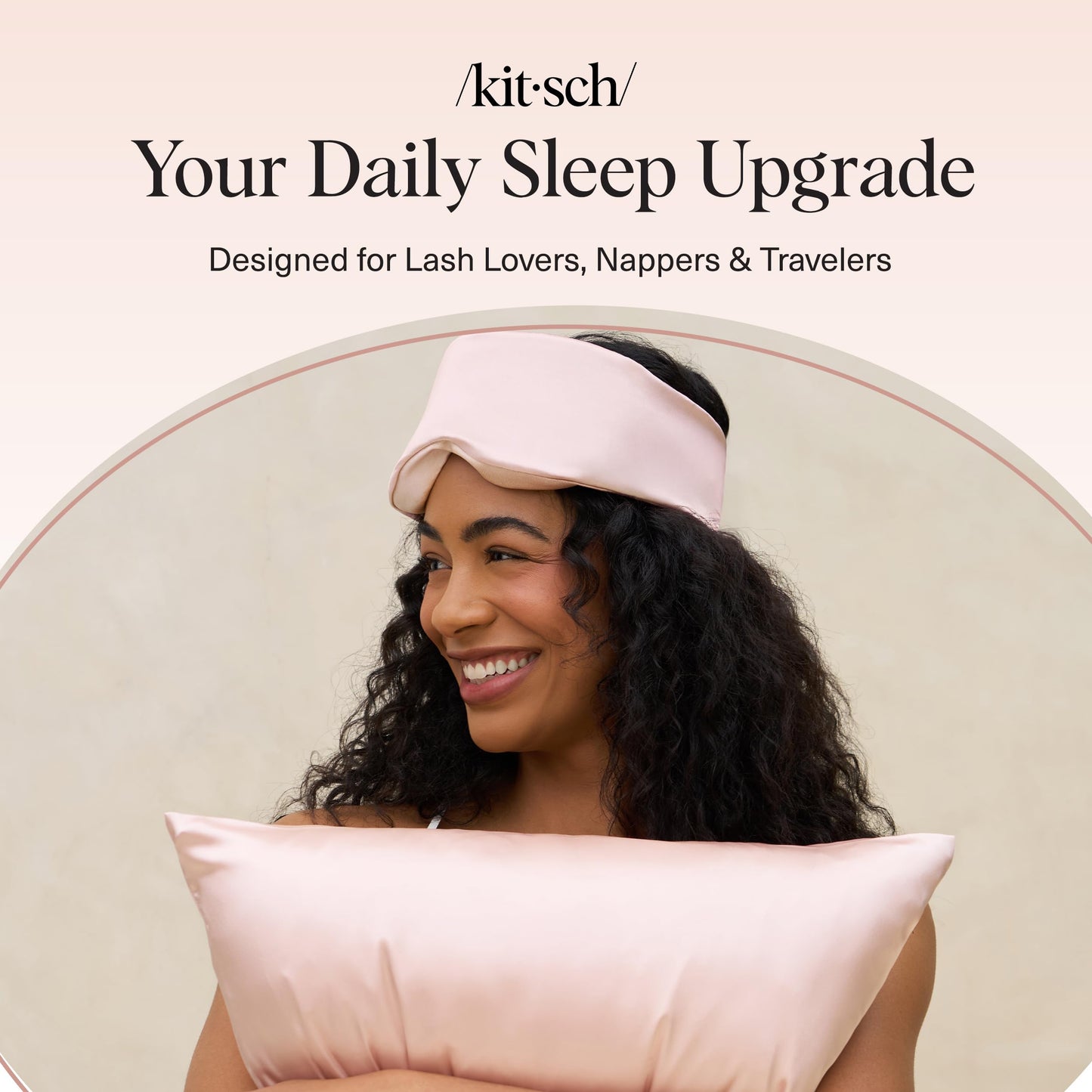 Kitsch Contour Pillow Eye Mask – Softer Than Silk Eye Masks for Sleep, Blindfold Sleep Masks for Women & Men, No Eye Pressure, Lightweight, Eye Care, Travel Essentials - Blush
