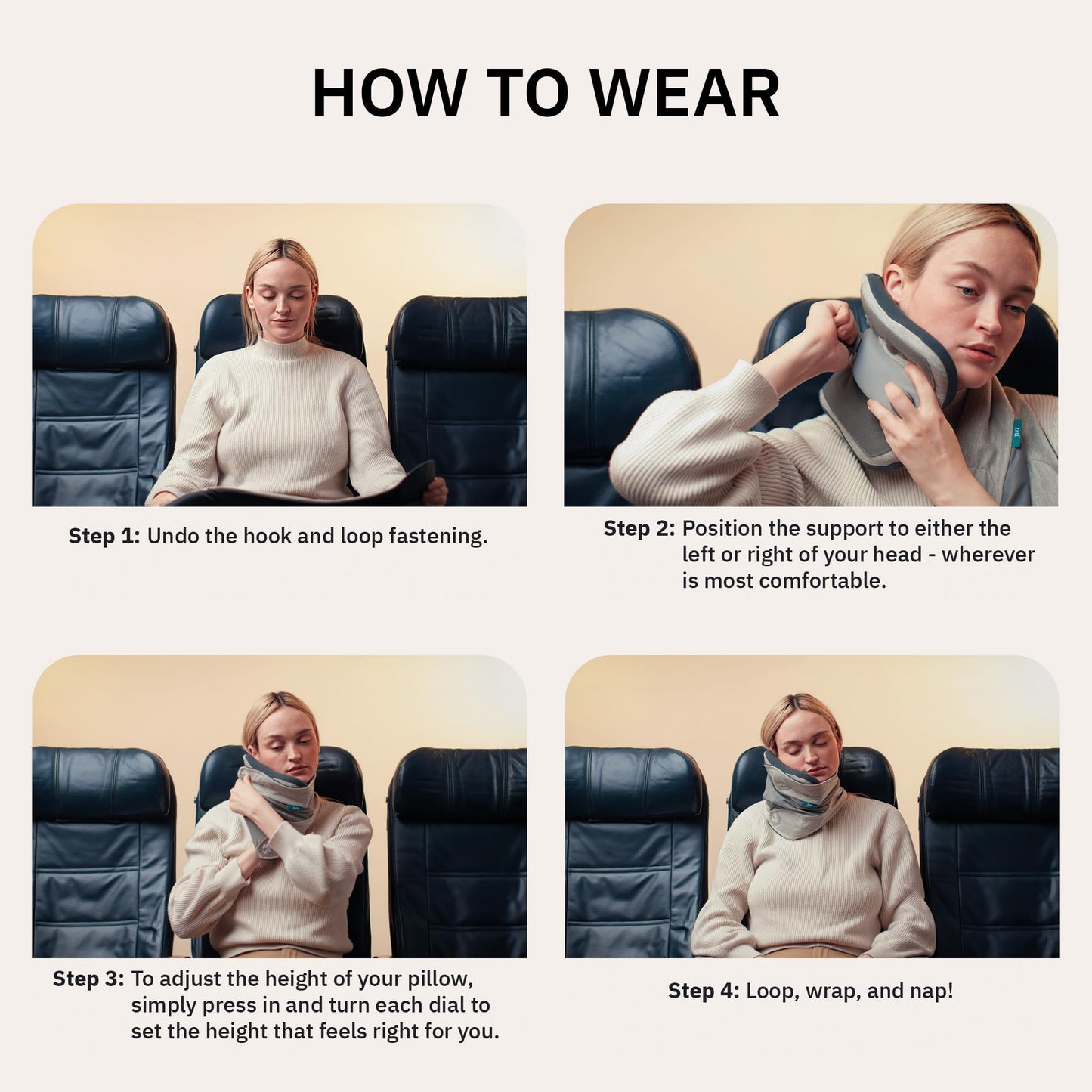 Trtl Pillow Plus - Airplane Neck Pillow for Traveling - Breathable, Adjustable Travel Pillow - Head and Neck Support in Airplanes, Cars, and Trains - Machine Washable - Charcoal