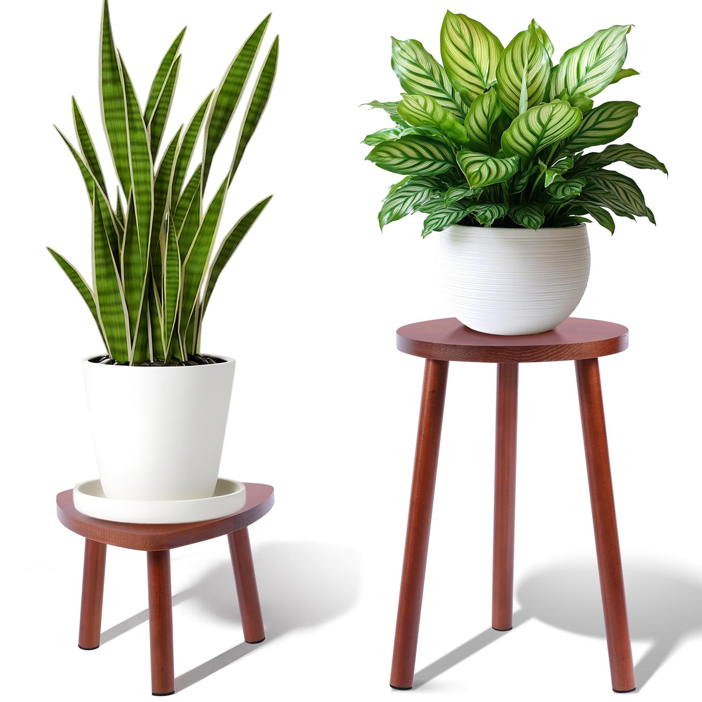 Eocogup Plant Stand Indoor,2 Pack Single Plant Tables Indoor,Planter Stand,Multi-purpose Plant Shelf for Living Room Balcony Garden Patio Office,Walnut