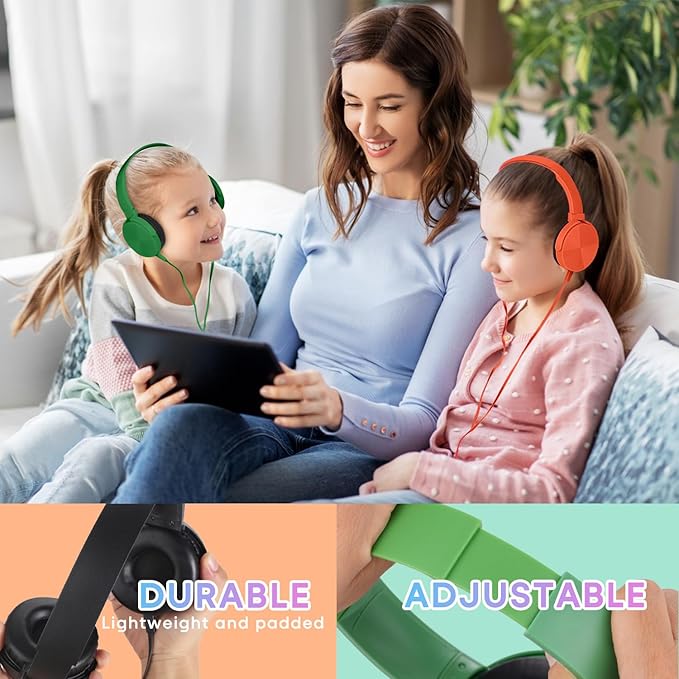 Classroom Headphones Bulk 10 Pack Multi Color for Kids School Students, Wholesale Class Set Durable Earphones for Children Toddler Teens Boys Girls Adult Chromebooks Laptop Computer(LS450, 10 Mixed)