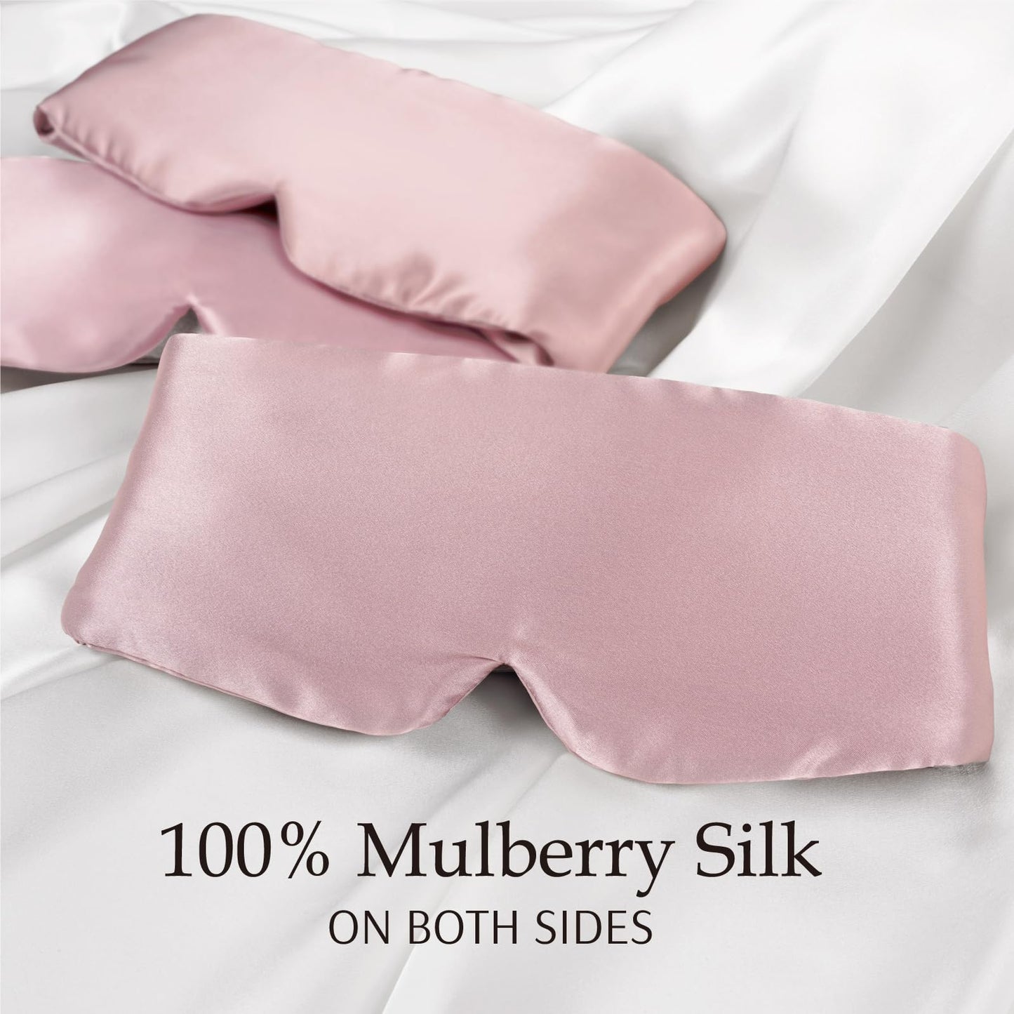 Zenssia 100% Mulberry Silk Sleep Mask Eye Mask for Man and Woman with Adjustable Headband, Full Size Large Sleep Mask & Blindfold for Total Blackout for All Night Sleep, Travel & Nap- Light Plum