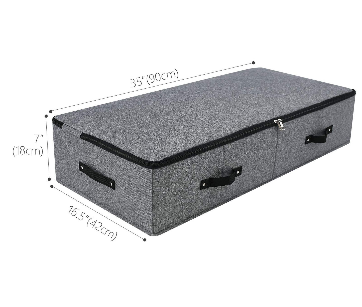 Omygarden Under Bed Storage Bins with Lids, Closet Organizers, Foldable Under-bed Storage Baskets for Sheets, Clothes, Quilts, Sweaters, Wrapping Paper, 35x16.5x7inch, Black Gray, 2PCS