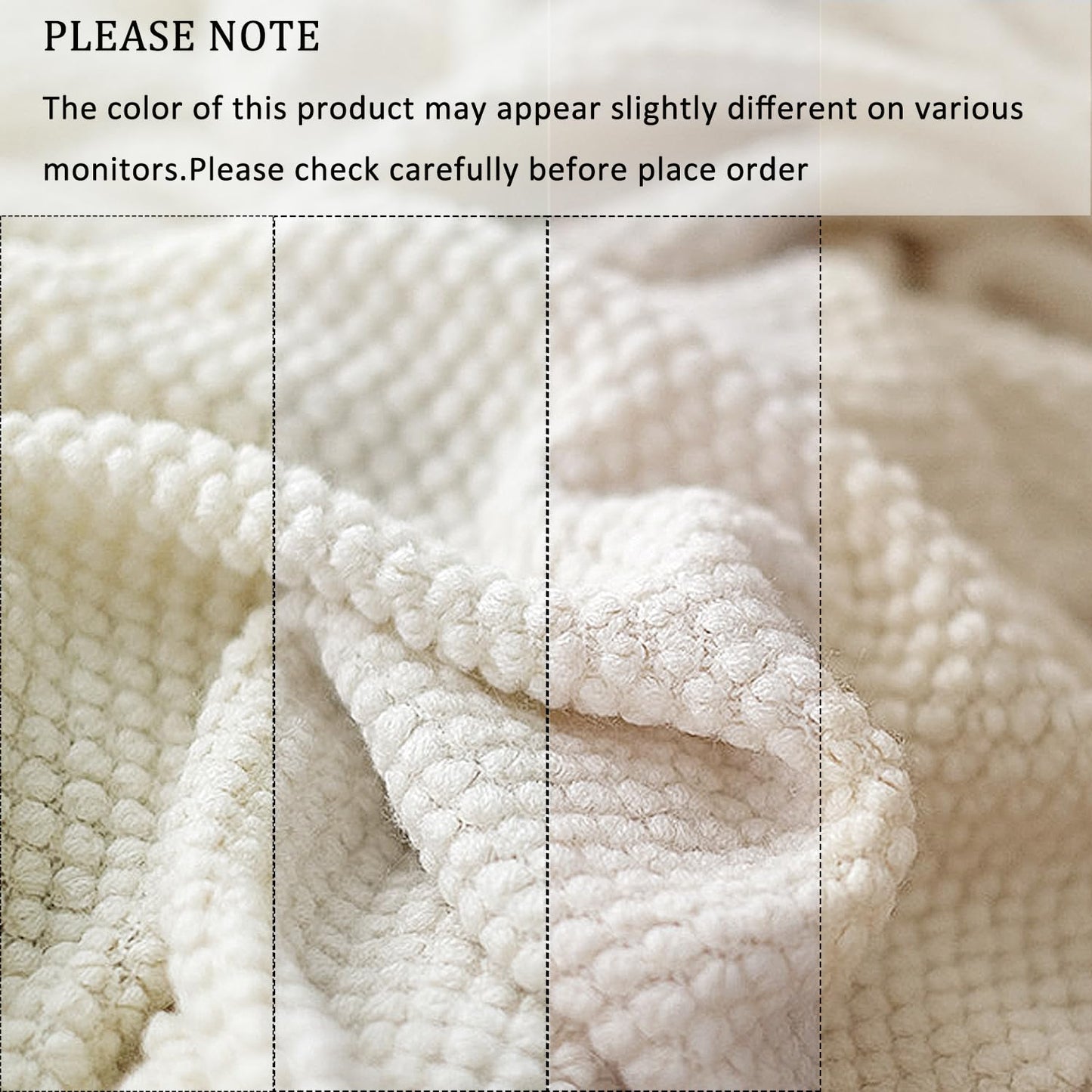 LOMAO Knitted Throw Blanket with Tassels Bubble Textured Lightweight Throws for Couch Cover Home Decor (Cream, 50x60)