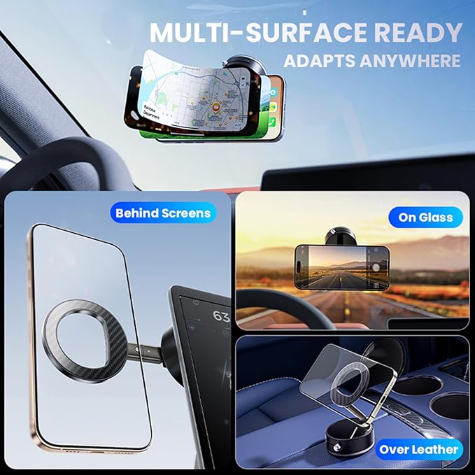 JPQYSHZ Car Cell Phone Holder Compatible with iPhone Mag-Safe Car Mount, Magnetic Car- Mounts, 360° Adjustable Carbon Fiber