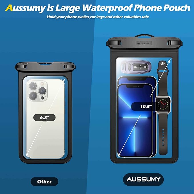 Large Waterproof Cell Phone Pouch - 4 Pack Underwater Clear Cellphone Holder Protector - Universal Water Proof Dry Bag Case with Neck Lanyard for iPhone 16 15 14 Pro Max Plus for Beach Swimming Pool
