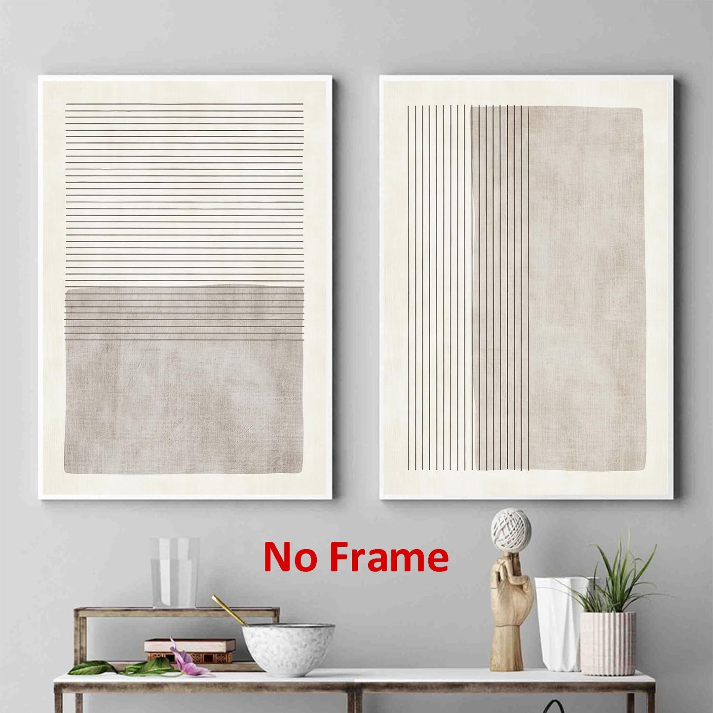 Gray Beige Abstract Wall Art Black Minimalist Line Art Gray Modern Artwork Abstract Gray Painting Minimalist Beige Poster Modern Line Art Prints Neutral Minimalist Wall Art for Bedroom 16x24inx2 No Frame