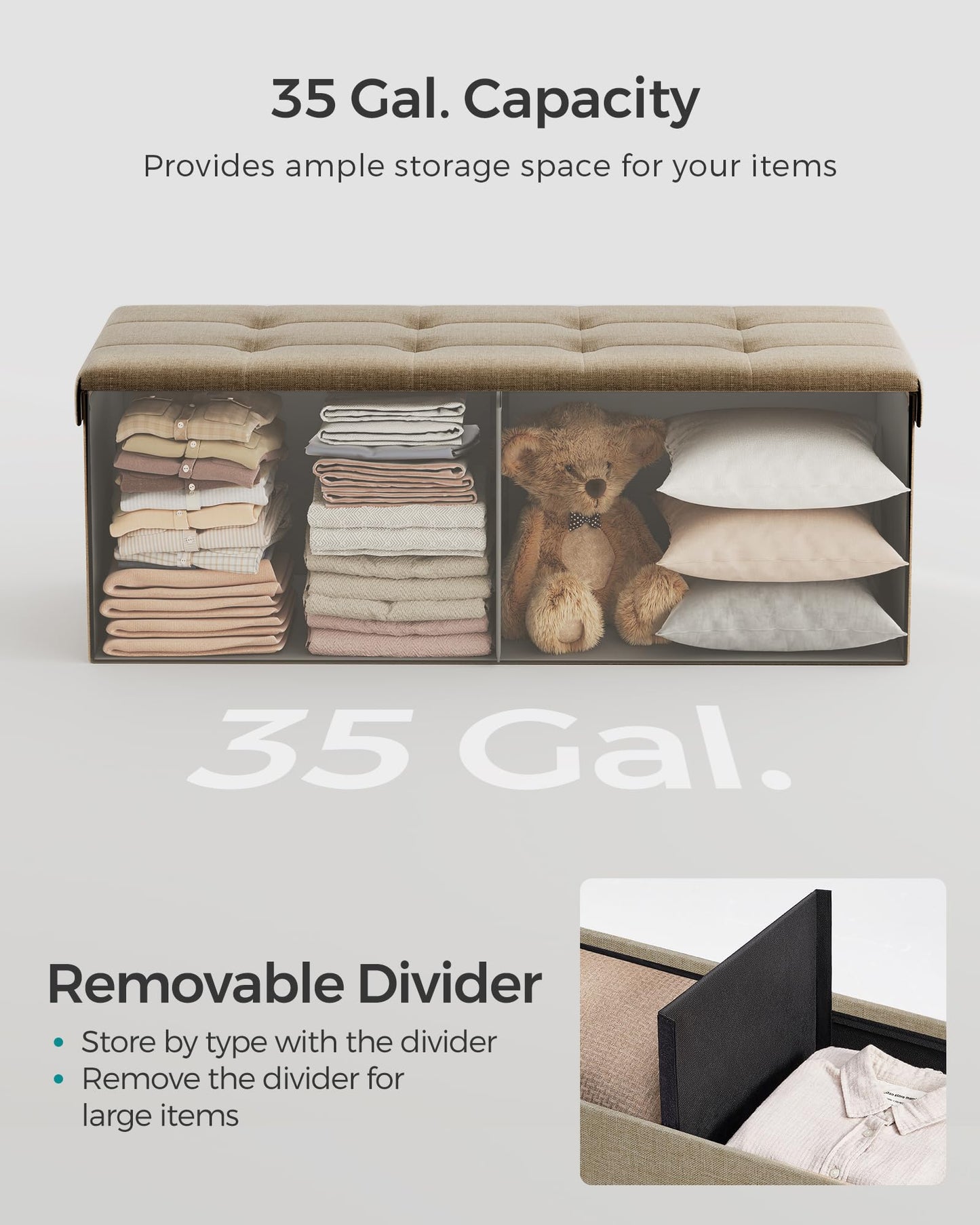 Folding Storage Ottoman Bench by SONGMICS