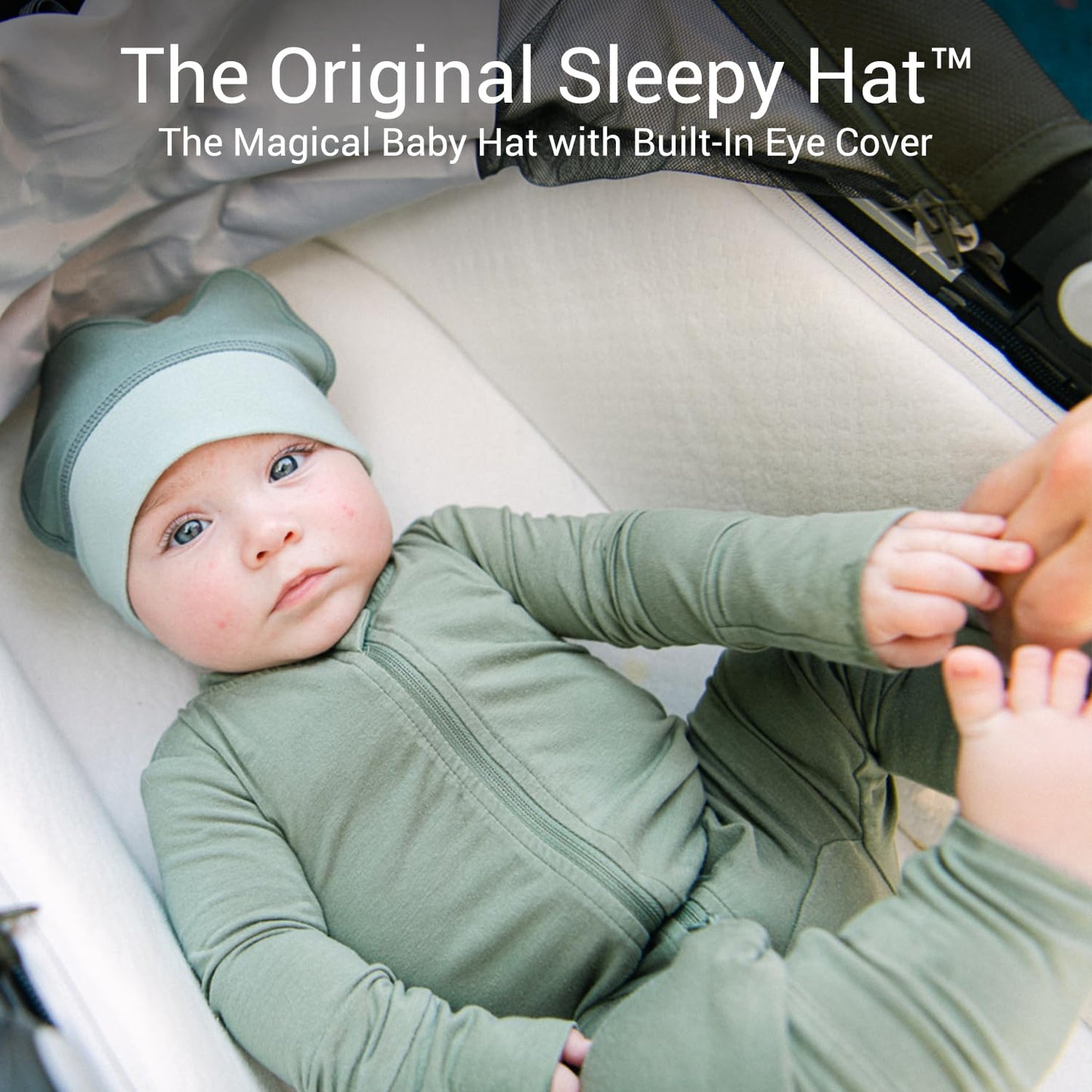 Sleepy Hat The Original Baby Sleep Mask & Soft Eye Shade – Newborn Hat, Sun Hat & Beanie for Travel, Home Yellow – 6-12M