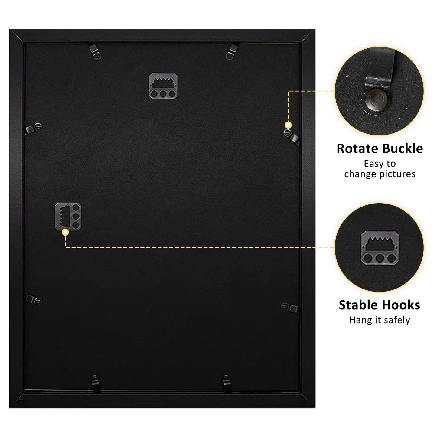 Frametory, 11x14 Frames Display 8x10 Picture with Mat or 11x14 Photo Without Mat, Shatter-Resistant Glass, Pre-Installed Wall Mounting Hardware - Black