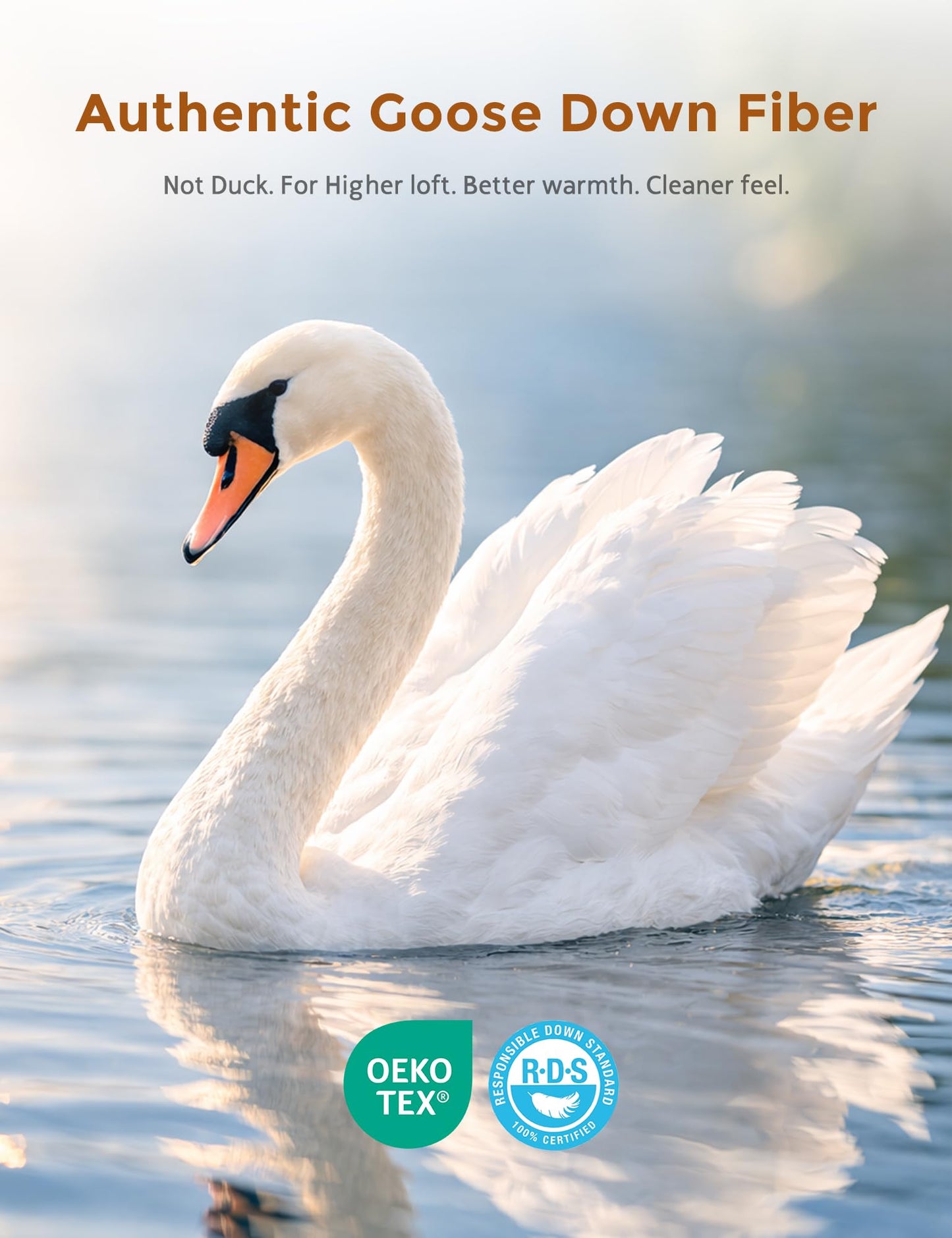 DWR Goose Feather Down Fiber Comforter Queen Size, Fluffy White Duvet Insert, Buttery-Soft and Breathable, Marshmallow-Like Loft, All Season Hotel Luxury Bedding, 8 Corner Tabs, 90" x 90"