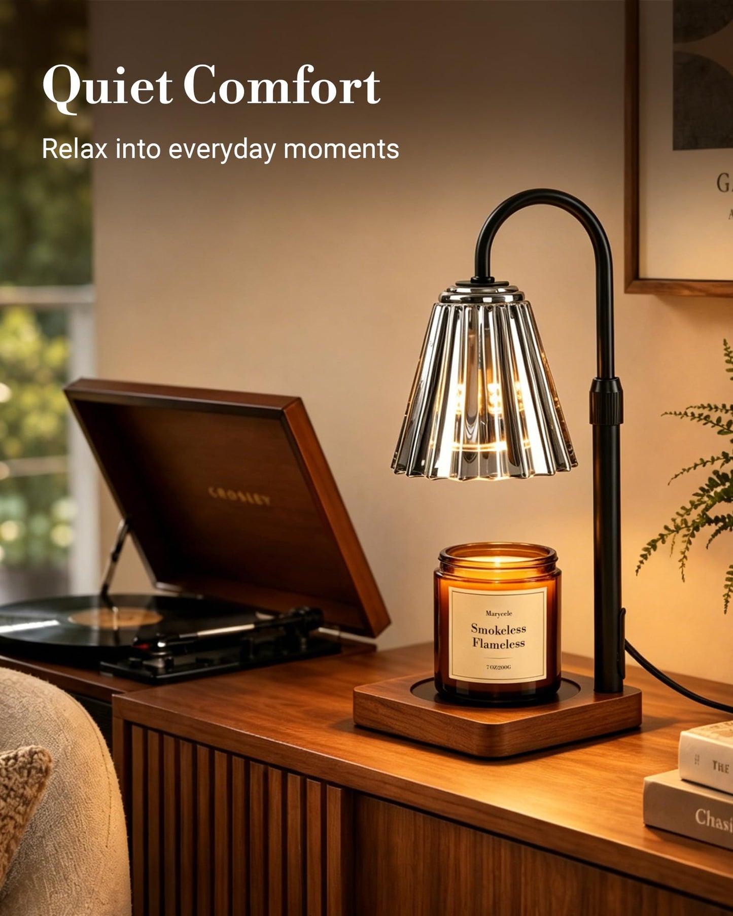 Marycele Vintage Candle Warmer Lamp with Timer Dimmer, Adjustable Height