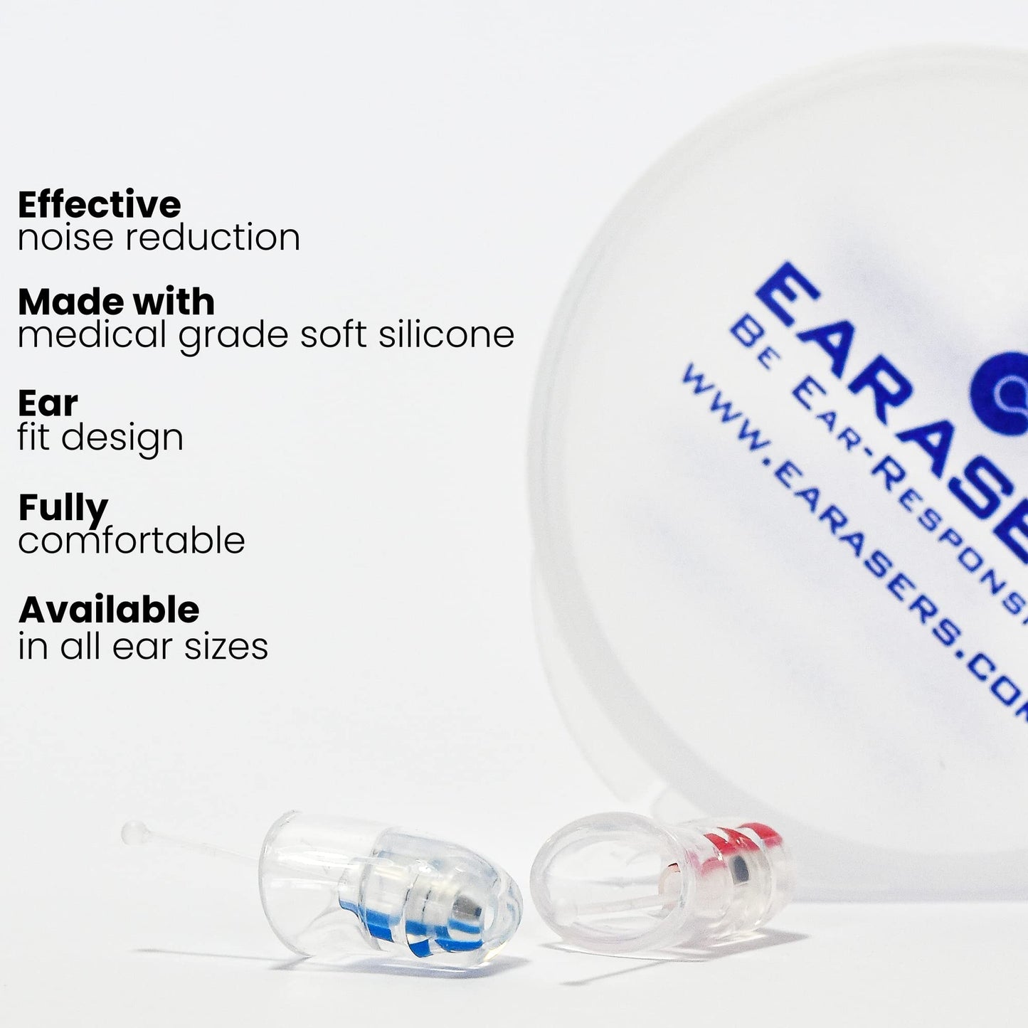 Earasers 19dB Noise Reducing Earplugs w/Case - Medium