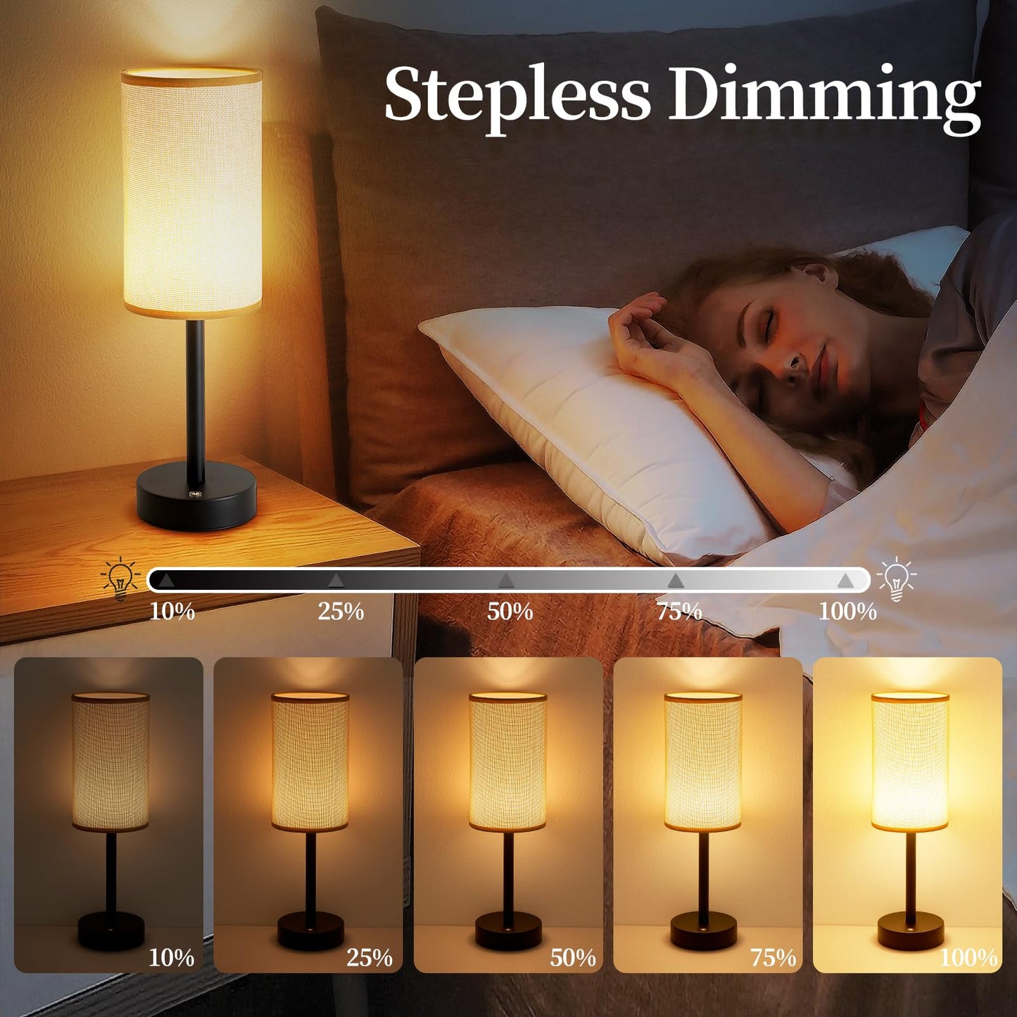 XPEHK Bedside Table Lamps for Bedroom,Small Cordless Table Lamp with LED,Minimalist Nightstand Lamp Rechargeable Battery Operated Desk Light for Living Room,Restaurant,Home(1 Pack)