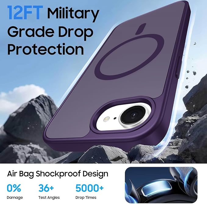 Ntwinro Magnetic for iPhone 16e Case (Compatible with MagSafe) with Detachable Wallet & Card Holder for 3 Cards [RFID Blocking] Military Grade Protective Slim Phone Cover, Purple
