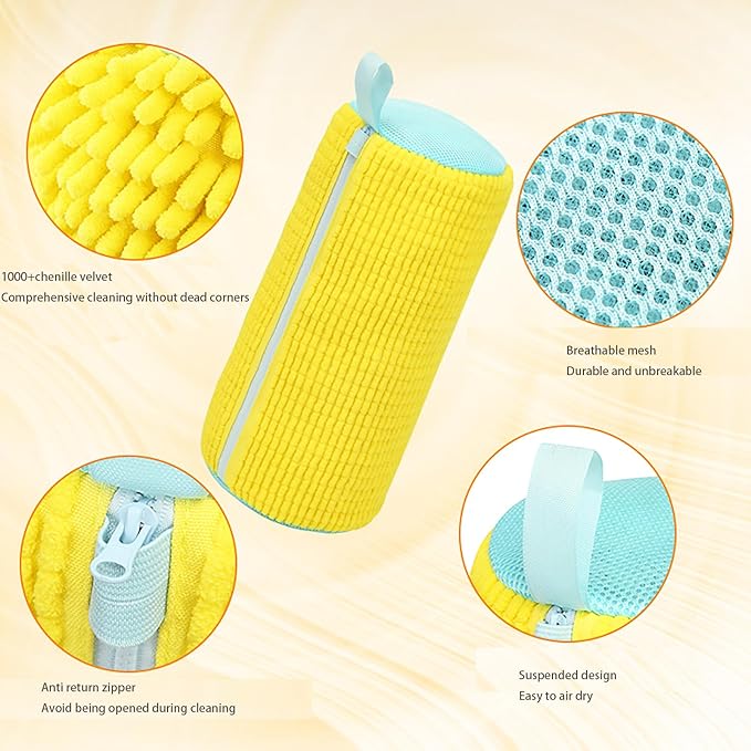 2Pcs Yellow Shoe Washing Machine Bags, Reusable Shoe Washing Bag for Machine Can Be Cleaned 360° Around.Durable Laundry Bag Side Zipper. Laundry Bag Suitable for Sizes of Different Sizes