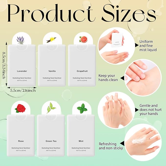 24 Pack Mini Hydrating Hand Sanitizer Spray Bulk Scented Hand Sanitizer Spray Travel Size Refillable Pocket Portable Thank You Gifts for Staff Office Teacher Nurse