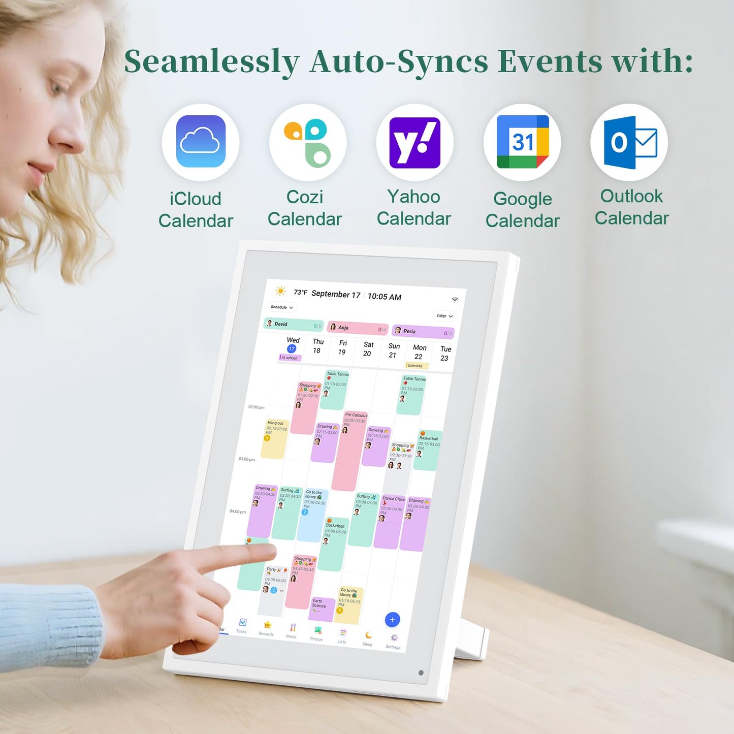 Digital Calendar,10.1 Inch Smart Electronic Calendar Family Planner,IPS HD Touch Screen Home Interactive with WiFi App Control,AI Meal Schedule, Duty Chart,Achievement Rewards-Share Photos,Videos and Sound Reminder,Gifts for Women Men Mom Dad,Desk Calenda