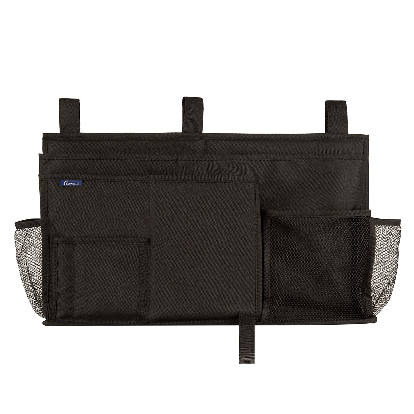 Surblue Caddy Hanging Organizer Bedside Storage Bag for Bunk and Hospital Beds, Black, L