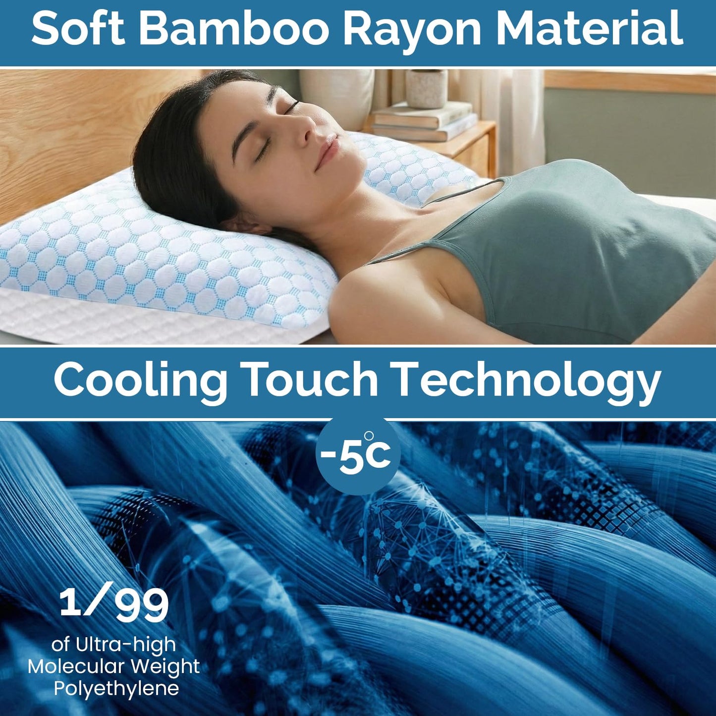 Cooling Memory Foam Queen Size Pillows 2 Pack: Adjustable firm Hotel Sleeping Pillows with Cool Removable Cover for Hot Sleepers. Perfect Support for Side Back Stomach Sleepers & Pain. Easy Wash