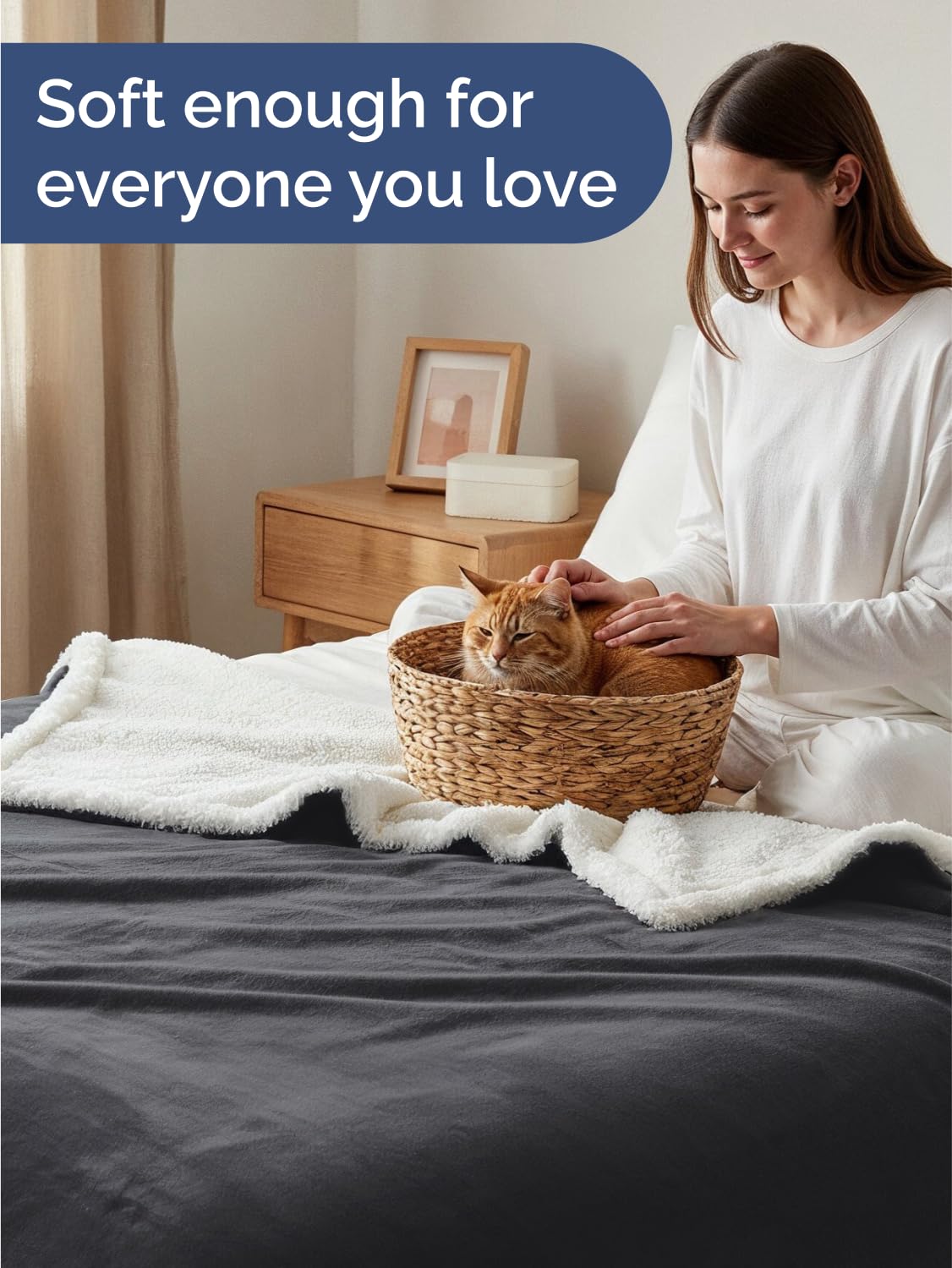Sherpa Fleece Blanket Queen Size - Reversible Sherpa Fleece Queen Blanket - Super Soft Double Sided for Bed, Sofa, Couch - Thick, Warm, and Plush - Luxurious Bedding for Winter - Dark Grey, 90" x 90"