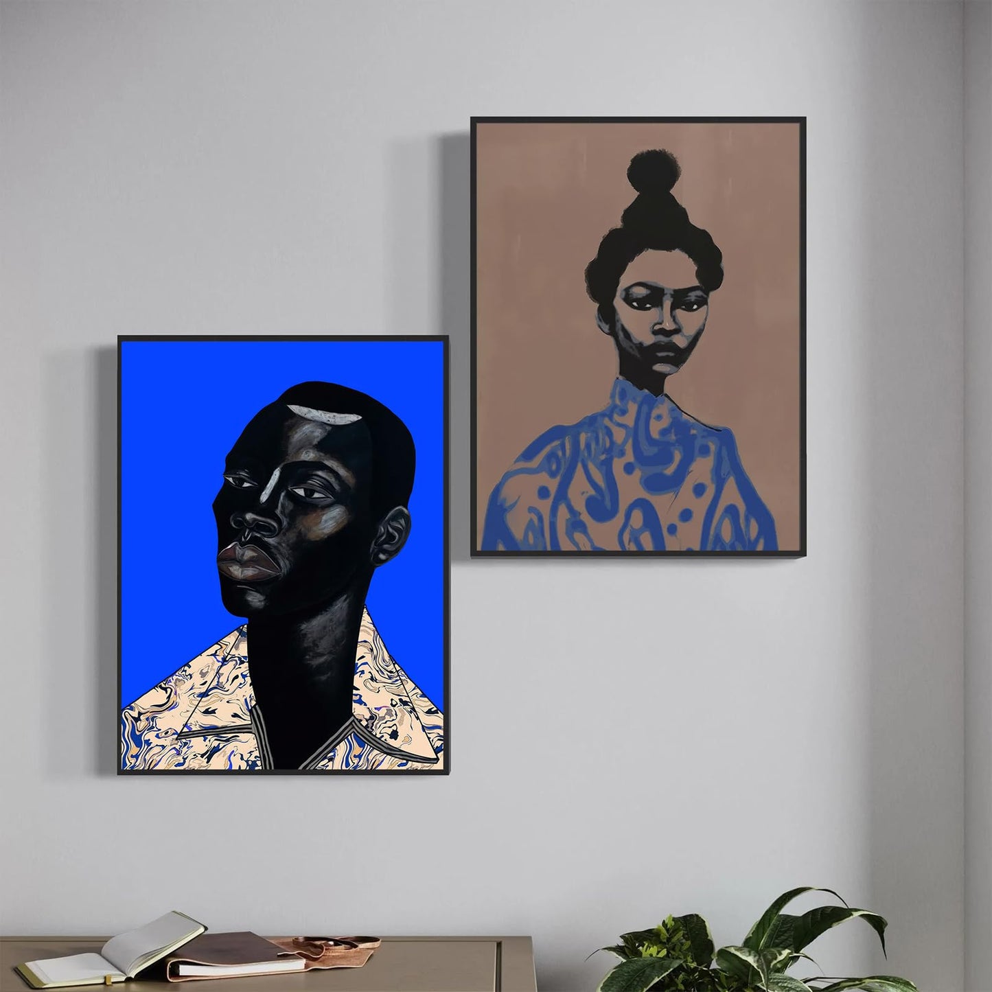 African American Women Canvas Prints Black Girl Poster Black Man Portrait Wall Art Modern Abstract Art Print Contemporary African Wall Decor for Bedroom Bathroom Living Room Decor - Unframed 12x16inch