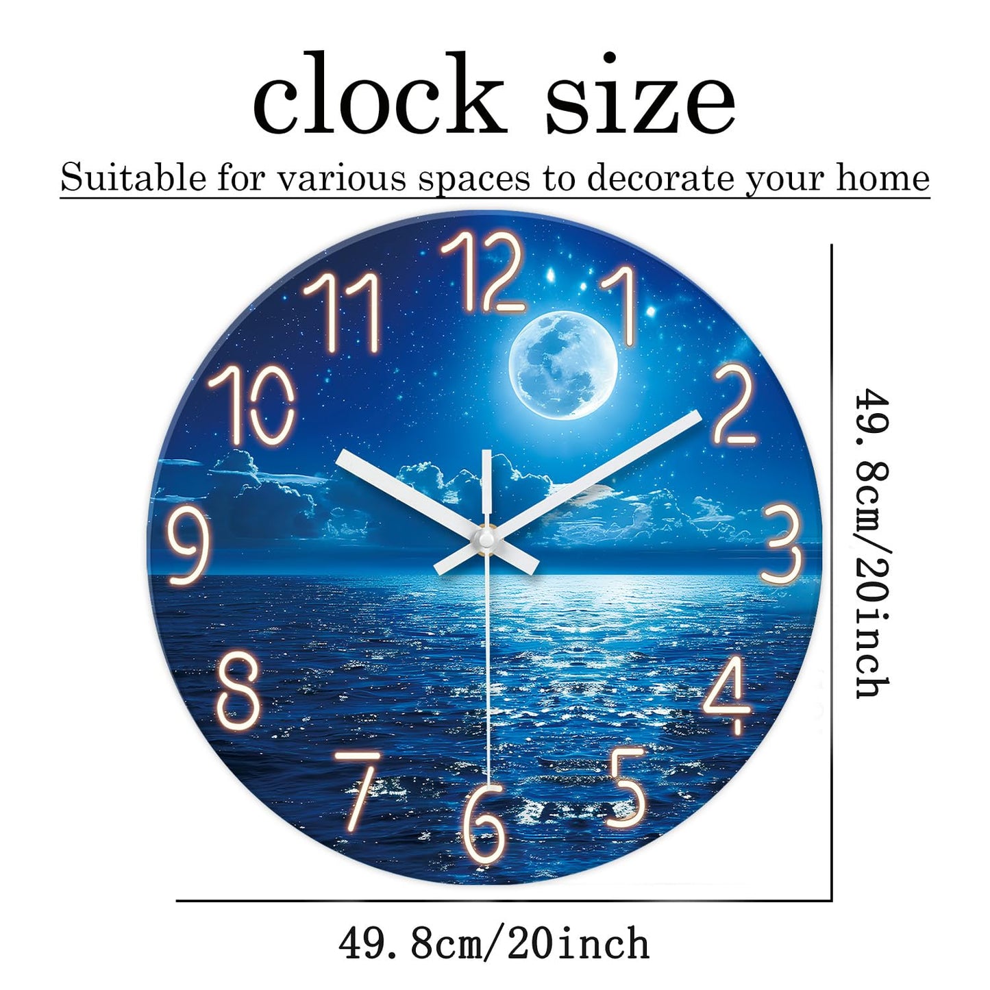 XFM Large Blue Moon Wall Clock Battery Operated 20 Inch