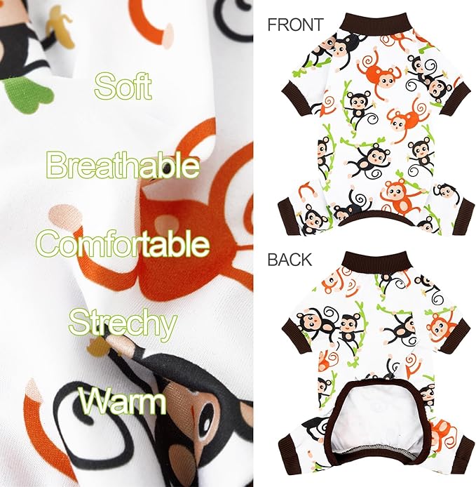 XPUDAC 4 Pack Dog Pajamas Soft Strechy Summer Doggie Clothes for Small Medium Dogs Boy Girl Cat Apparel, 3XL